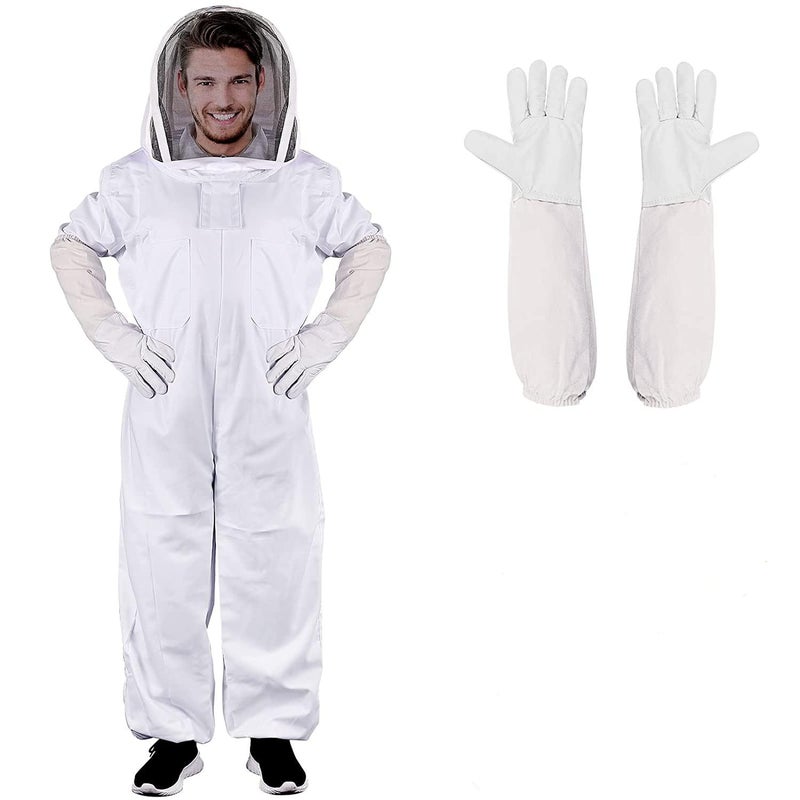 ECKXCH Professional Bee Suit for Men Women with Gloves, Full Body Beekeeping Suit with Ventilated Hood, Bee Outfit for Backyard Beginner Beekeepers XXL - Image 1